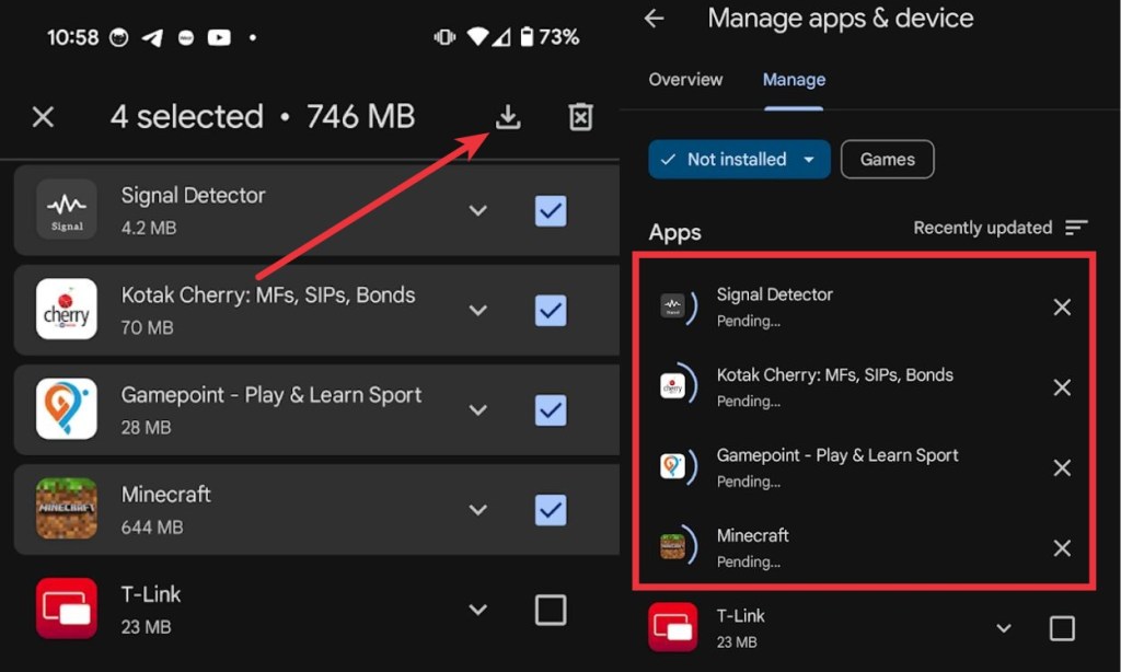 Click the download button to start installing - recover deleted apps android