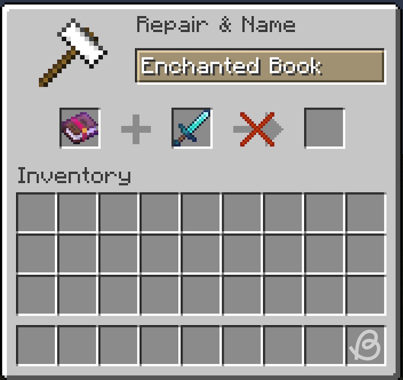 You cannot put an enchanted book in the first slot and the sword in the second slot