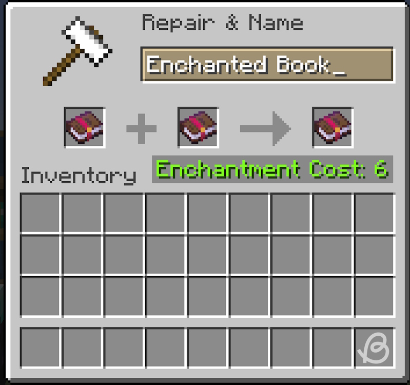 Combining two enchanted books in the anvil