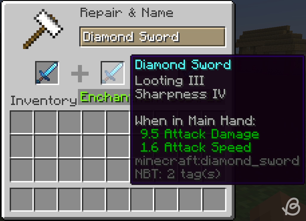 Looting III and sharpness IV sword in the second slot in the anvil