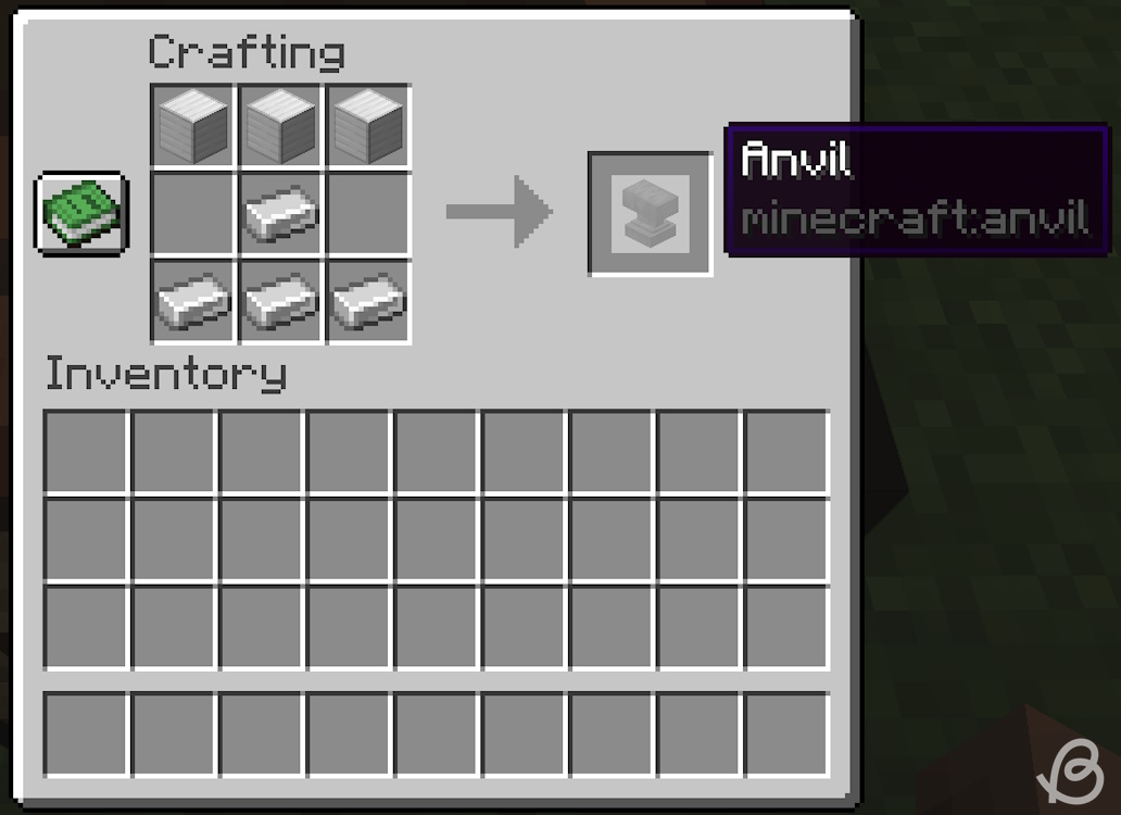 Anvil crafting recipe in Minecraft