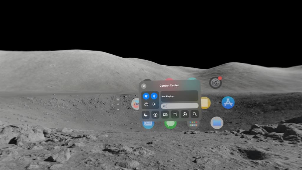 Control Center Open on Vision Pro