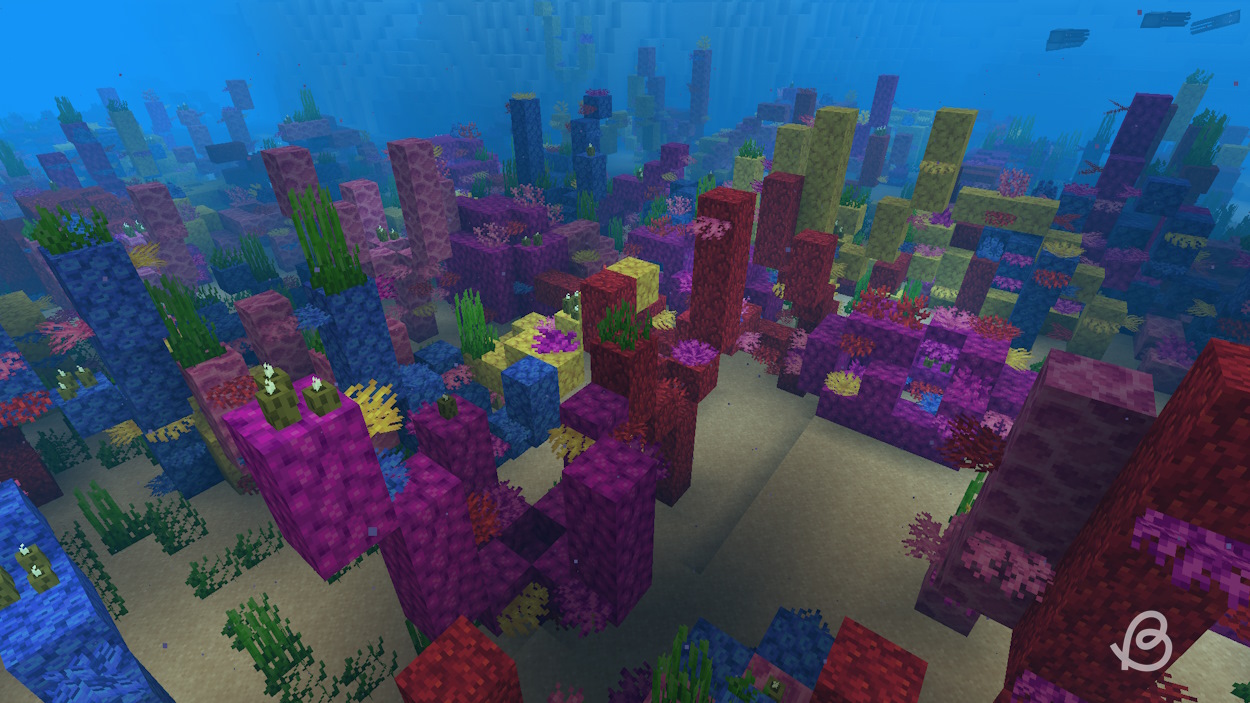 Warm ocean filled with coral block variants