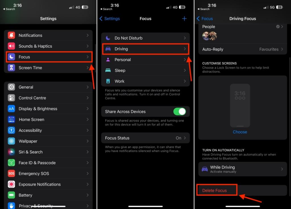Delete a Focus on iPhone