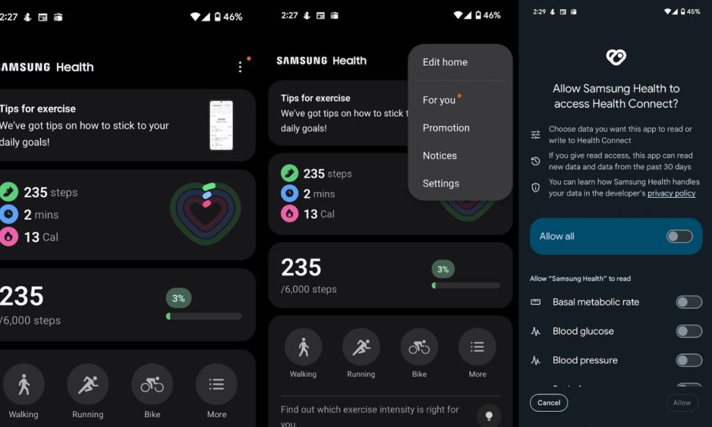 Enable Health Connect Samsung Health