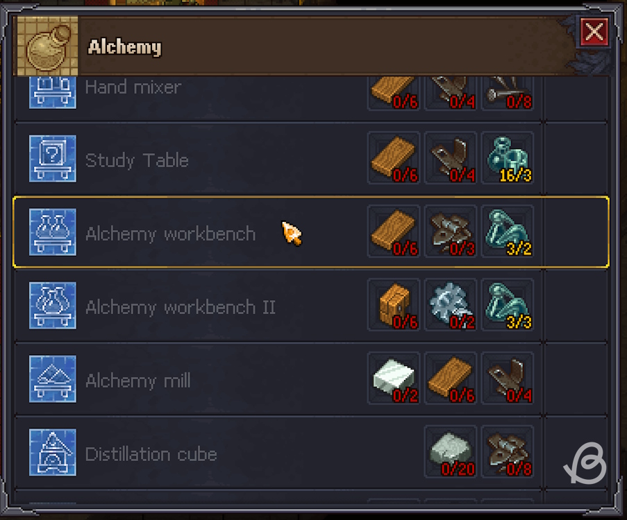 Alchemy workbench recipe