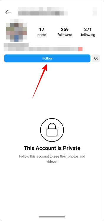 Go to the profile of a private account and tap on follow to send them a request 