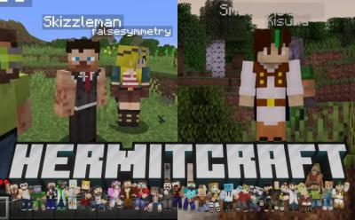 Skizzleman and SmallishBeans and the new official Hermitcraft season 10 logo