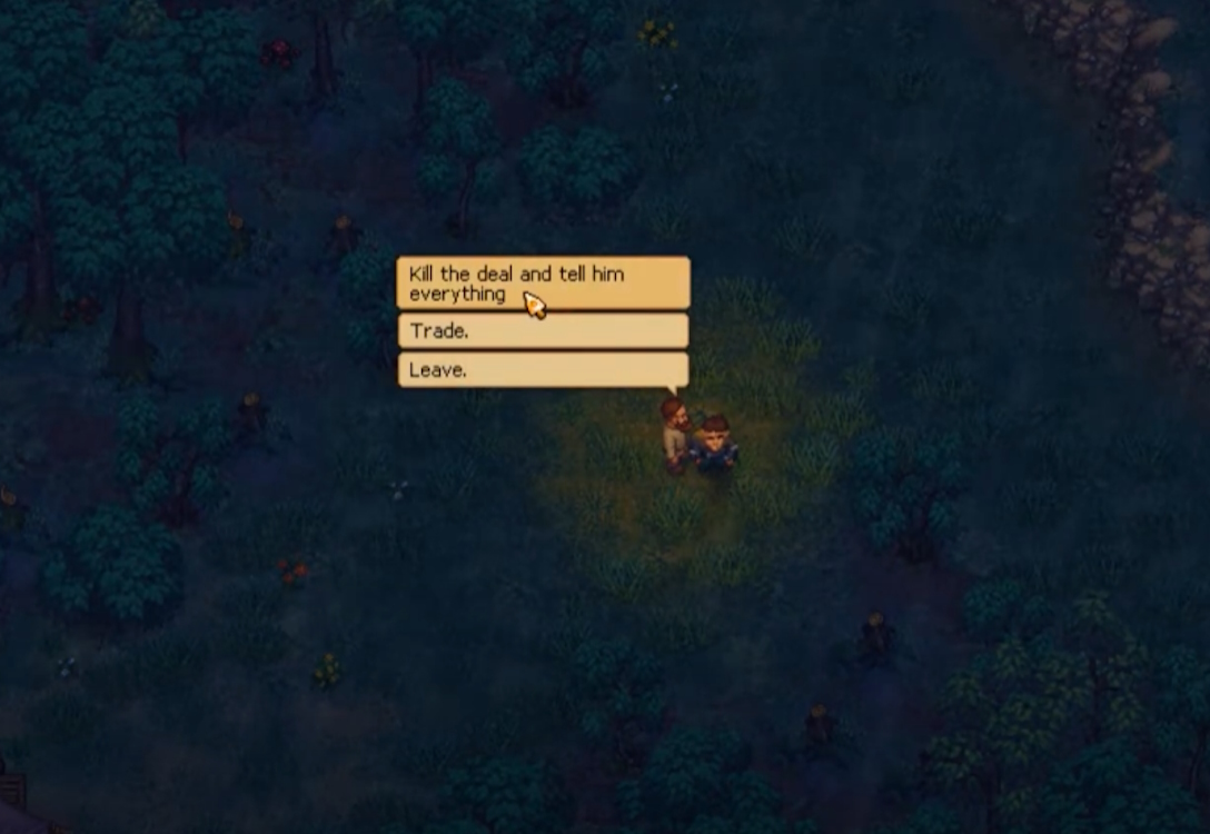 Player betraying Lady Beatrice in Graveyard Keeper