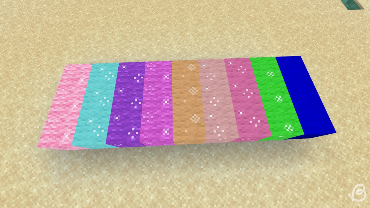 Sparkling wool blocks from the Minecraft Bedrock All the Wool Add-On on the Marketplace