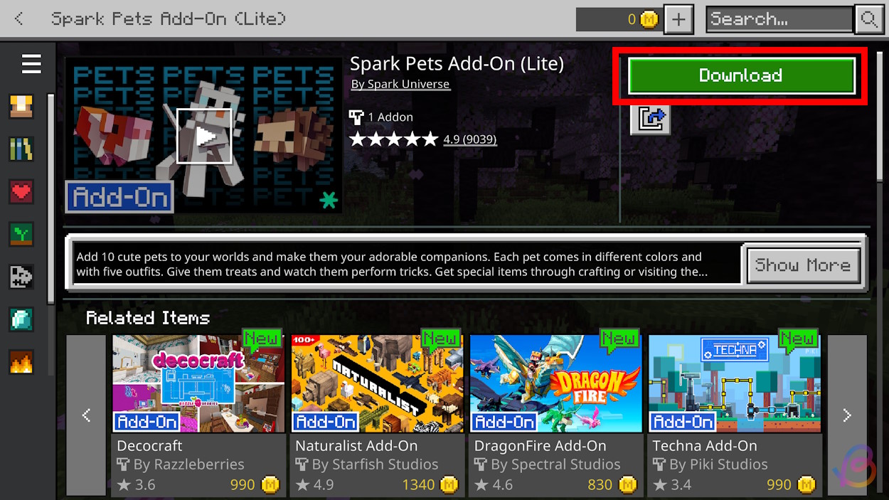Click on the Download button to download the add-on for Minecraft Bedrock