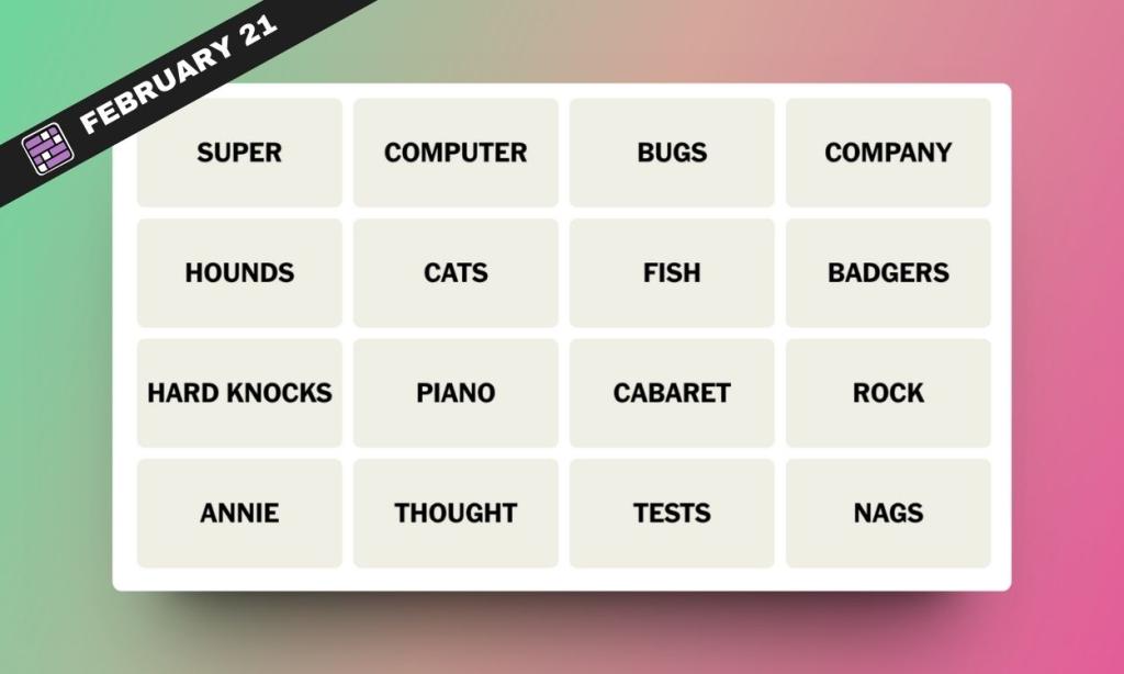 NYT Connections Hints and Answers for February 21, 2024