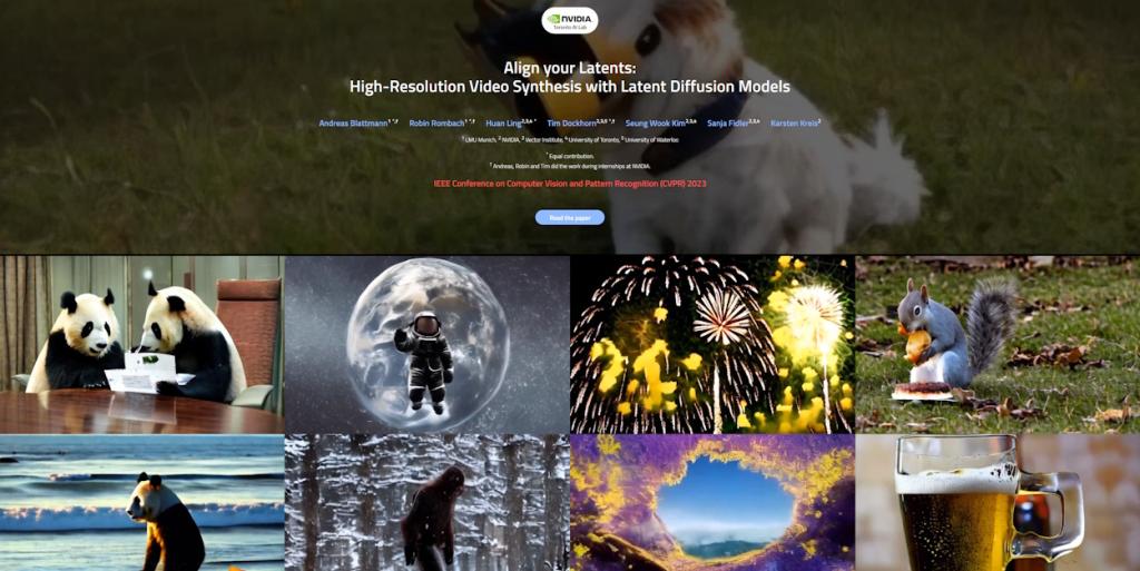 Nvidia Latent Diffusion Model research website interface