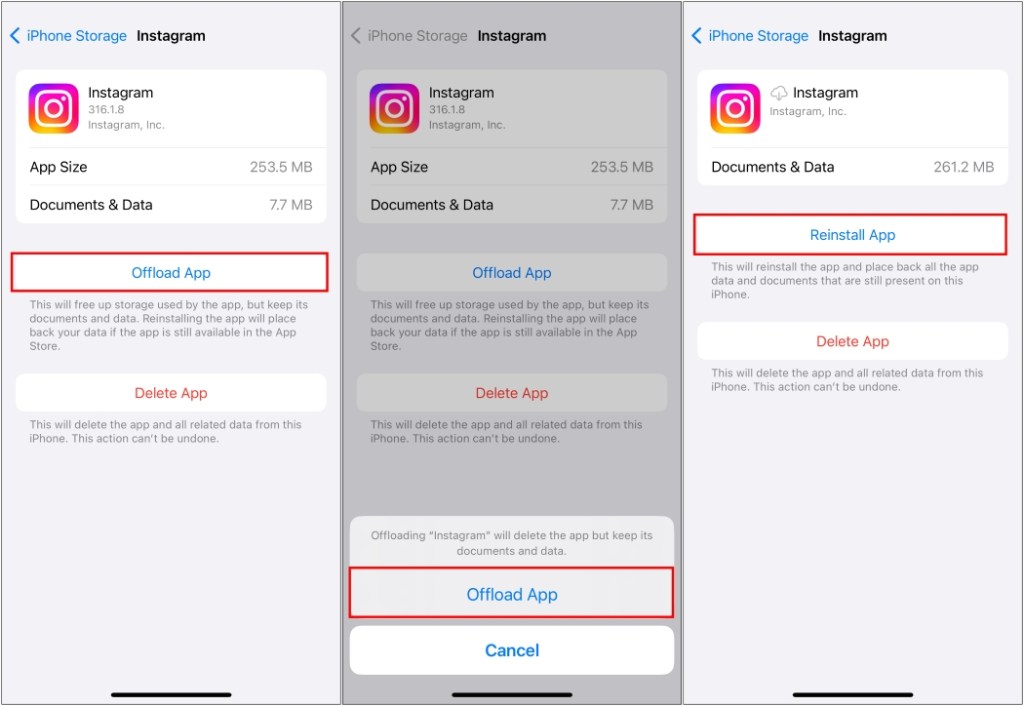Offload Instagram app to clear cache then Reinstall app on your iPhone
