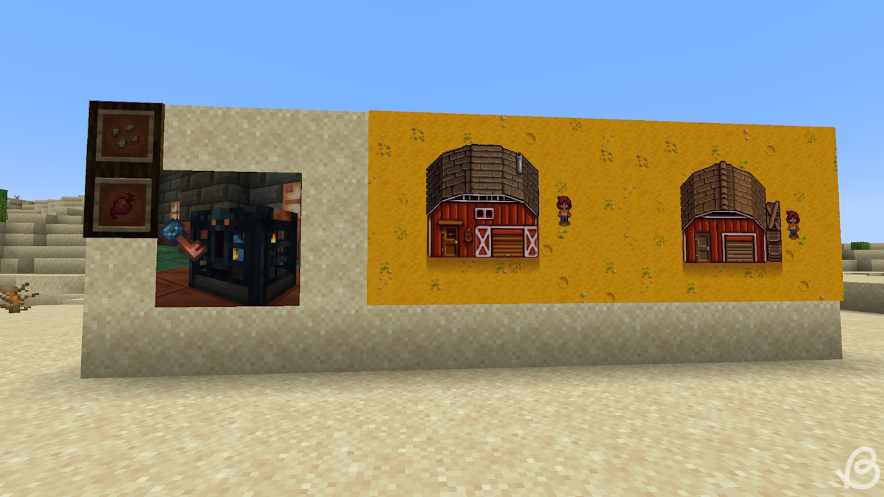Finished custom paintings in the Minecraft world