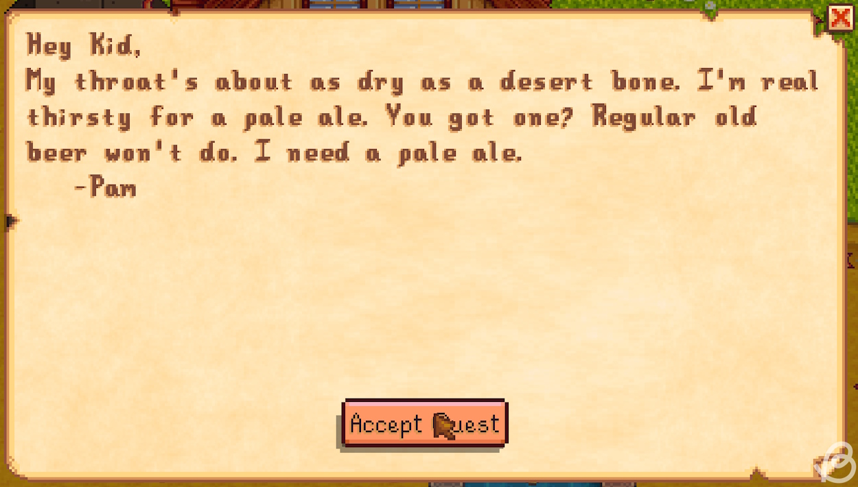 Pam is Thirsty quest