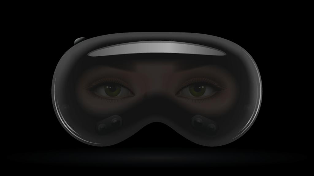 Person's eye showing through the Apple Vision Pro headset