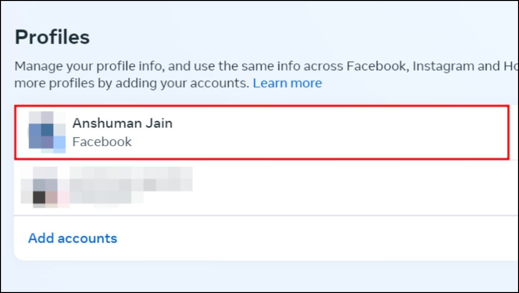 Choose profile to change username