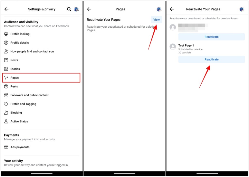 Reactivate your Facebook page using the Reactivate option within Page settings