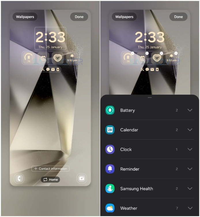 Samsung Lock Screen Widgets