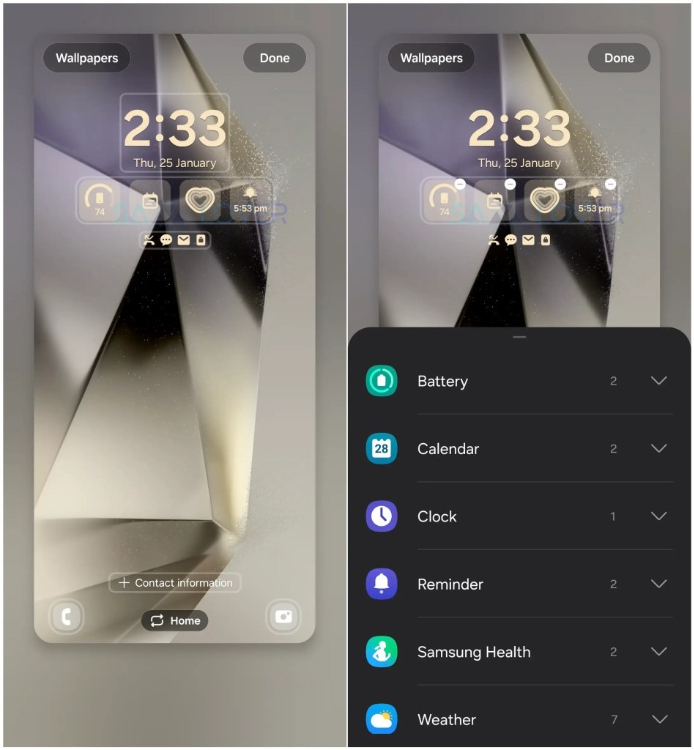 Samsung lock screen widget