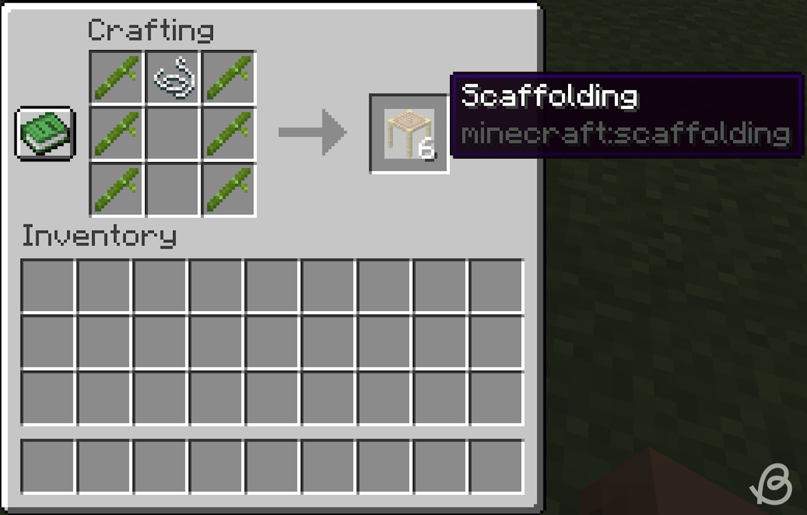 Crafting recipe for scaffolding in Minecraft