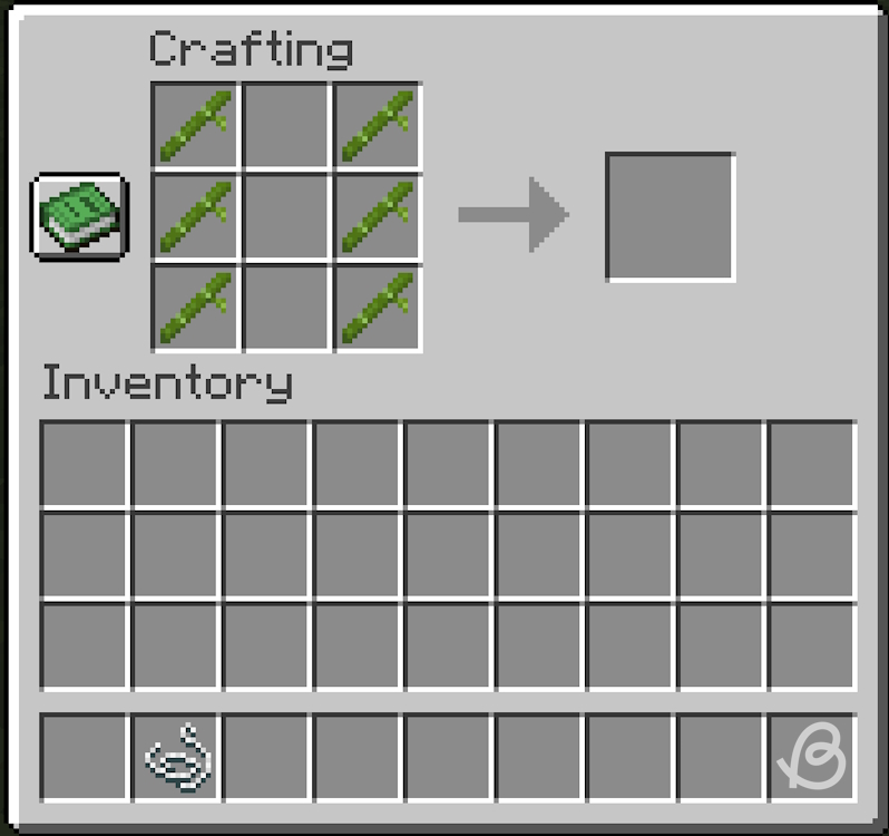 Left and right columns of the crafting table's grid filled with bamboo