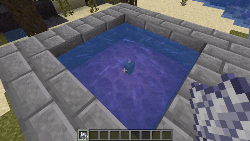 Player using bone meal on sea pickles to multiply them in Minecraft
