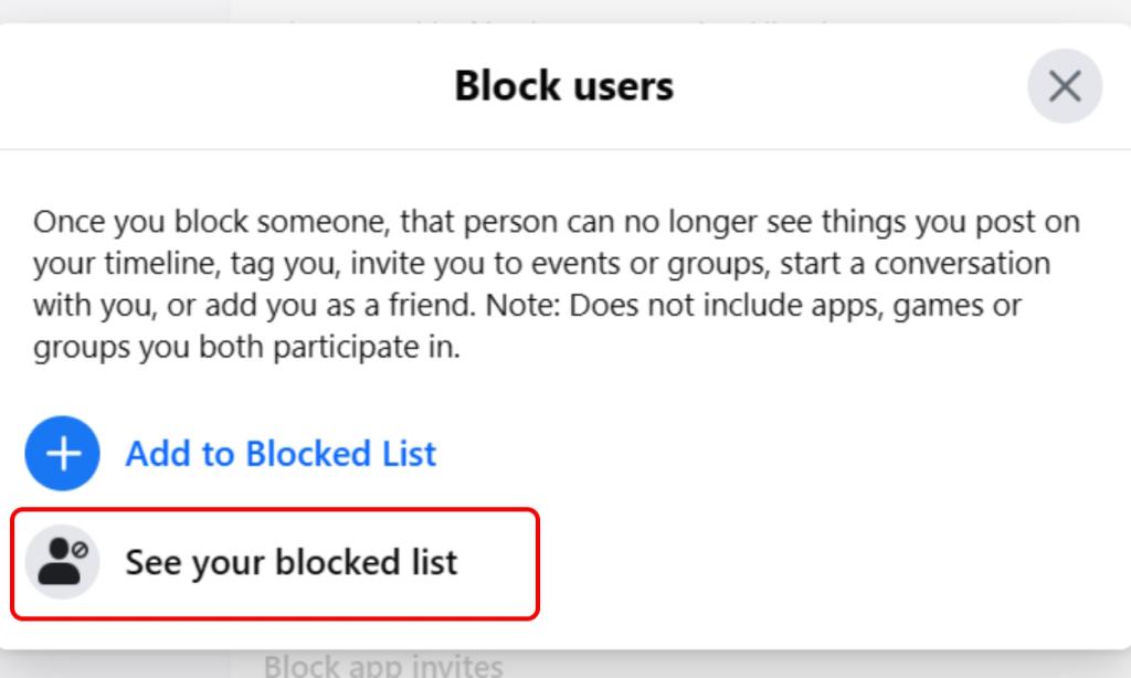 See your blocked list using Facebook web