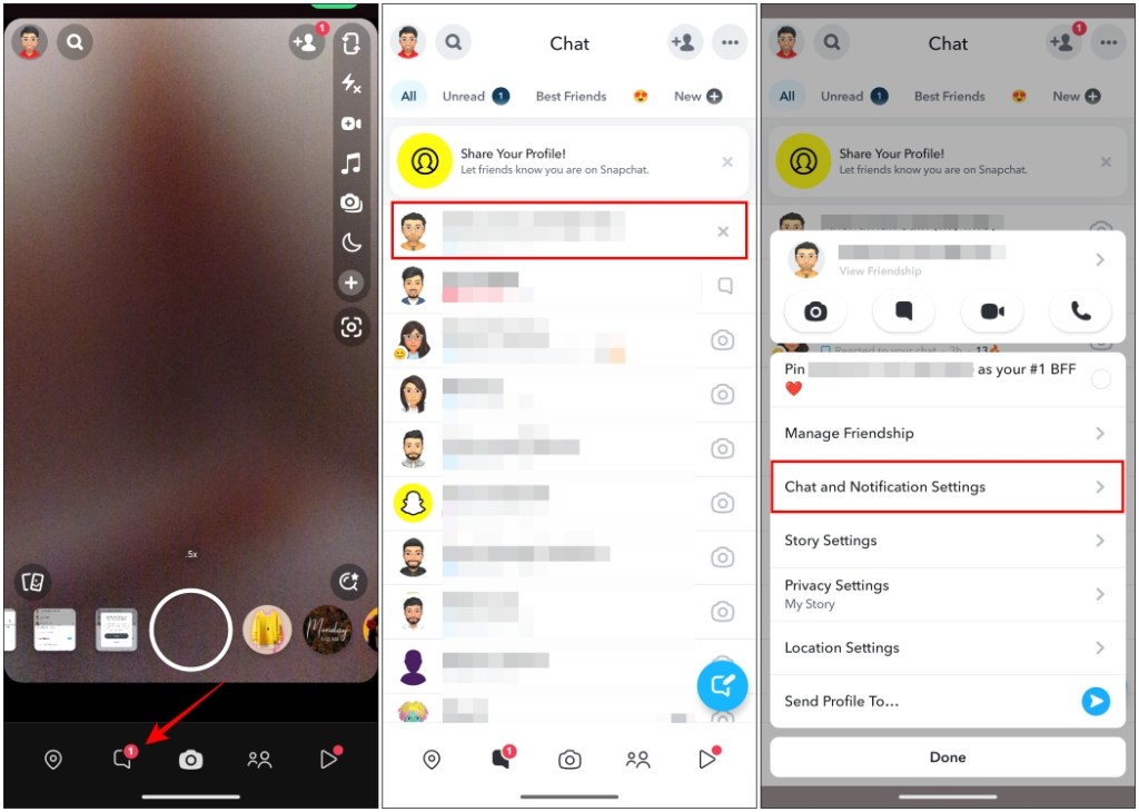 Select a conversation that you want to clear from your Snapchat chat feed