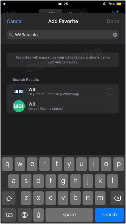 Preview of the upcoming feature on WhatsApp that wull allow you to set favorite contacts on the app