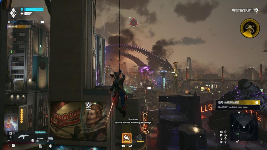 Swinging around Metropolis as Harley Quinn
