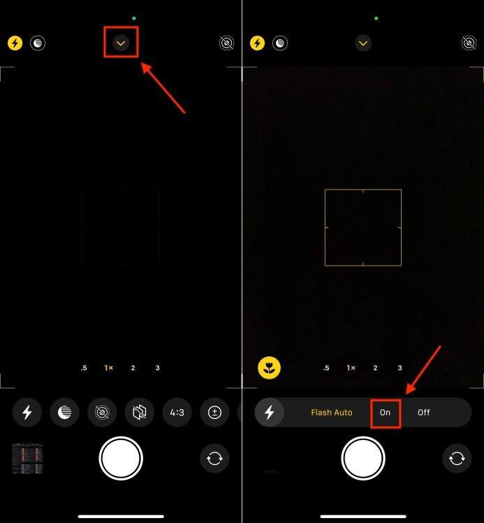 Test iPhone Flashlight in the Camera App