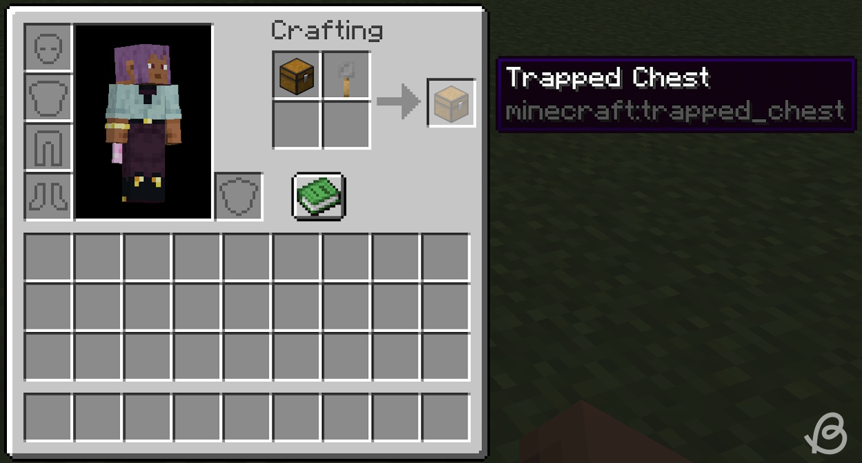 Crafting recipe for a trapped chest in Minecraft