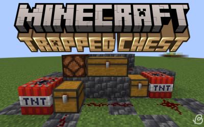 Single and large trapped chests next to redstone dust and TNT blocks in Minecraft