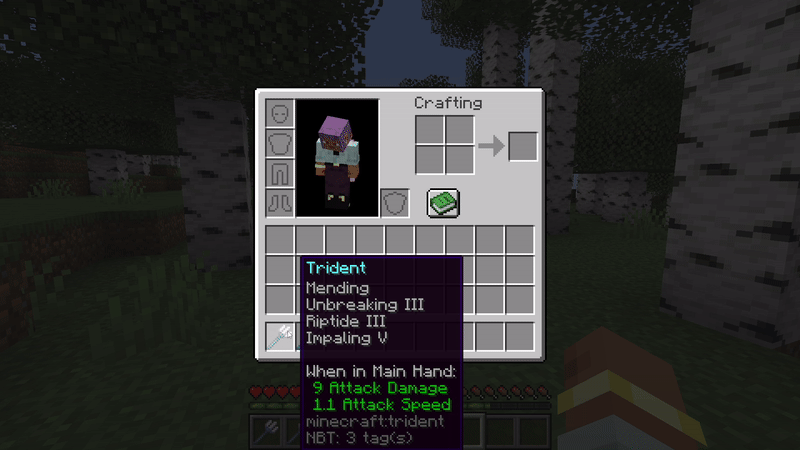 Trident enchantments on two tridents in Minecraft
