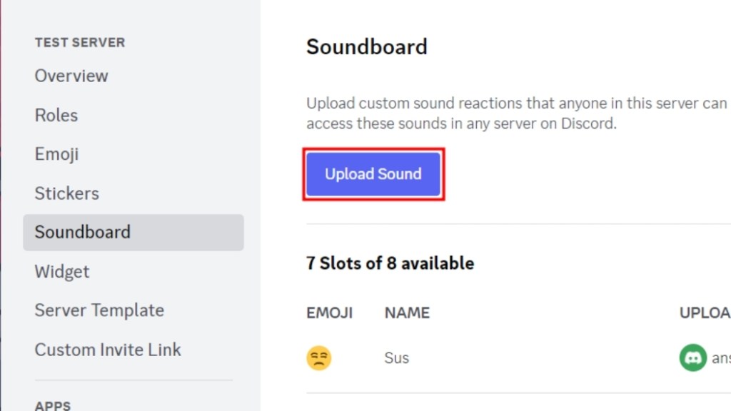 Upload sound from the Soundboard option