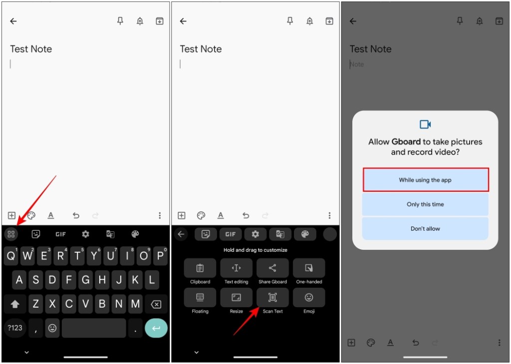 bring up the Gboard and use the scan text feature