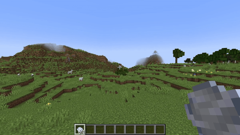 Player activating a  target block from afar using the wind charge in Minecraft 1.21
