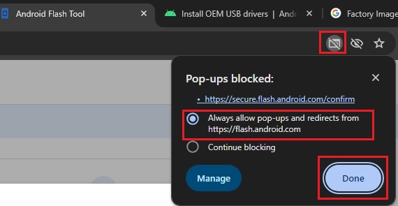 allow pop-up in chrome