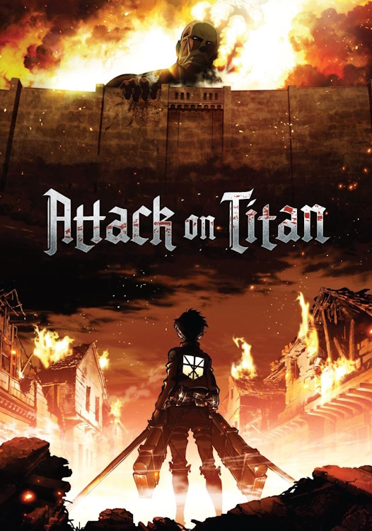 the poster of season 1 of Attack on Titan featuring Eren.