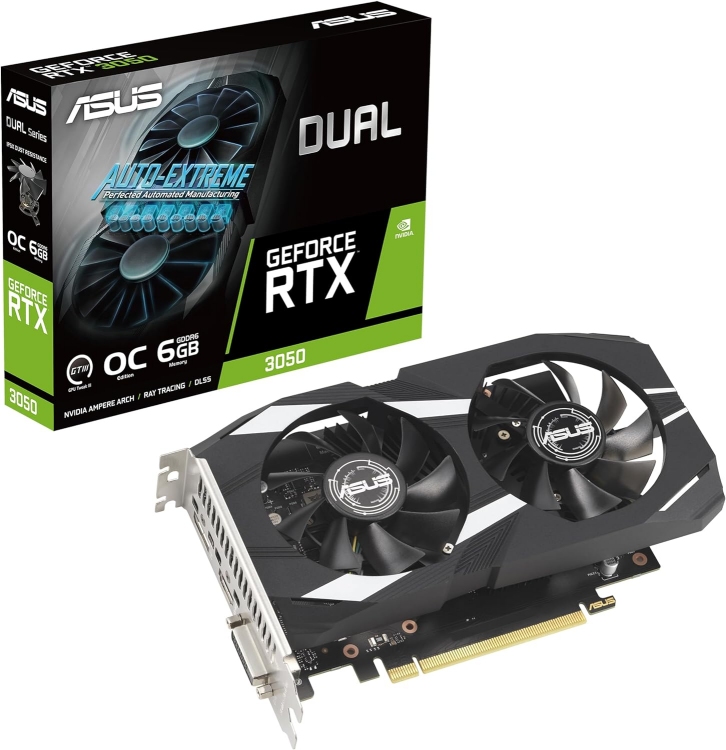 asus dual variant of nvidia geforce rtx 3050 6gb budget graphics card under 200 dollars