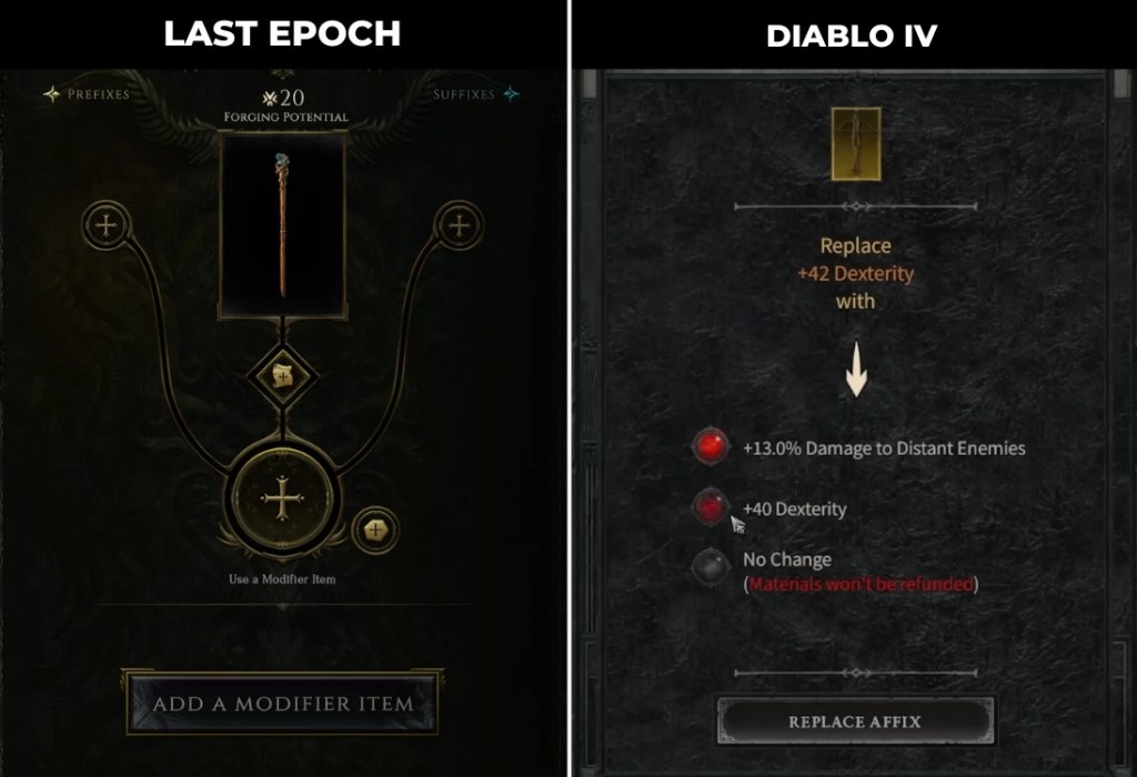 Diablo 4 Crafting vs Last Epoch Crafting