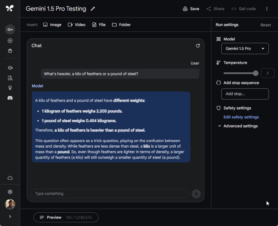 evaluate the weight test on google AI studio