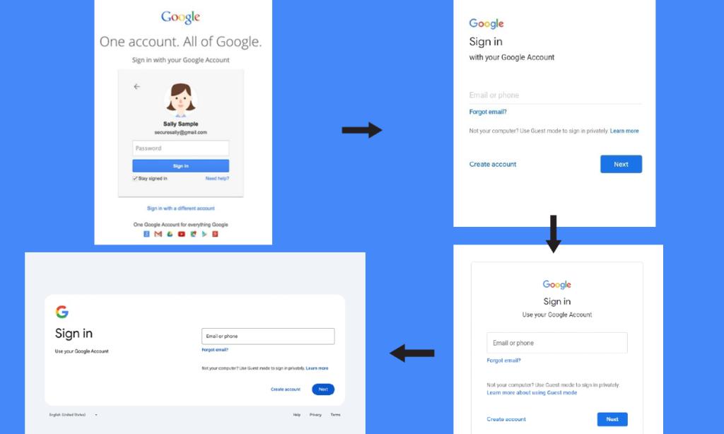 google's sign-in page evolution