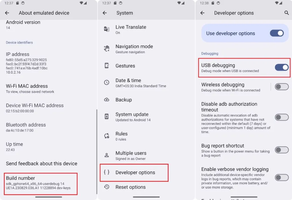 enable usb debugging on pixel