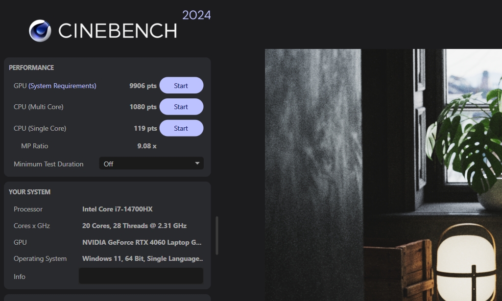 lenovo loq 2024 i7 14700hx rtx 4060 cinebench 2024