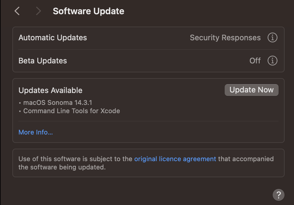 macOS 14.3.1 software update