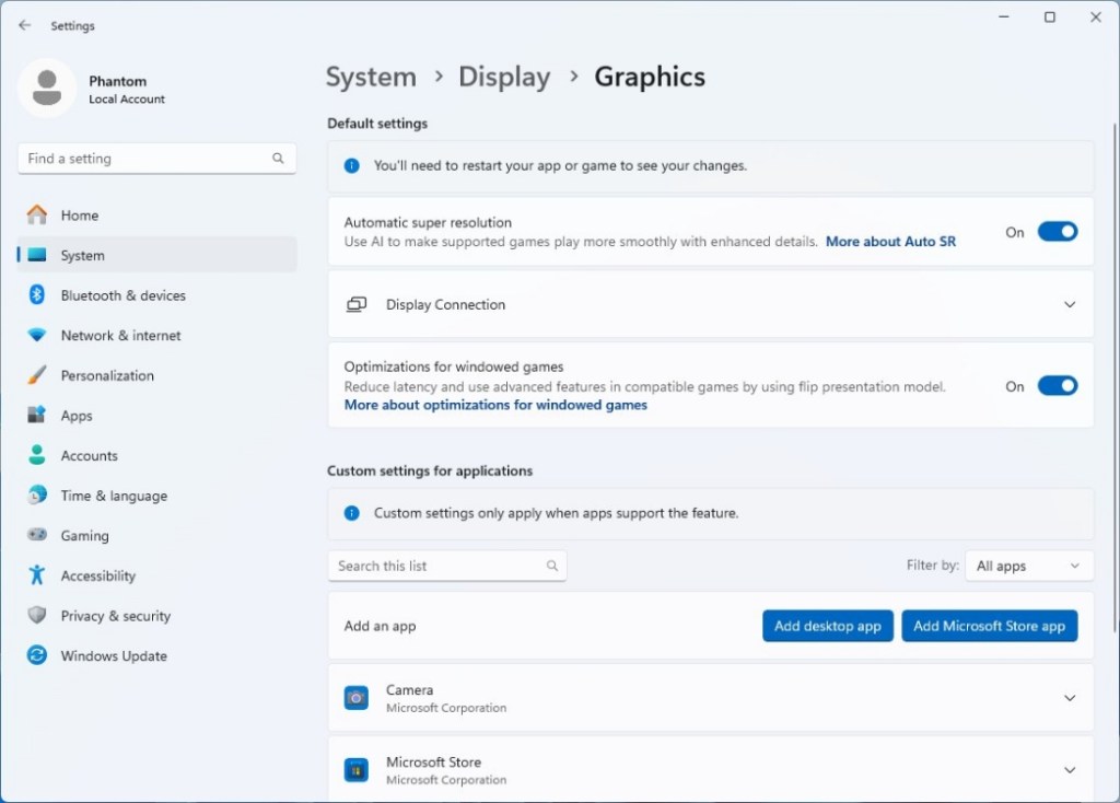 auto SR in windows 11