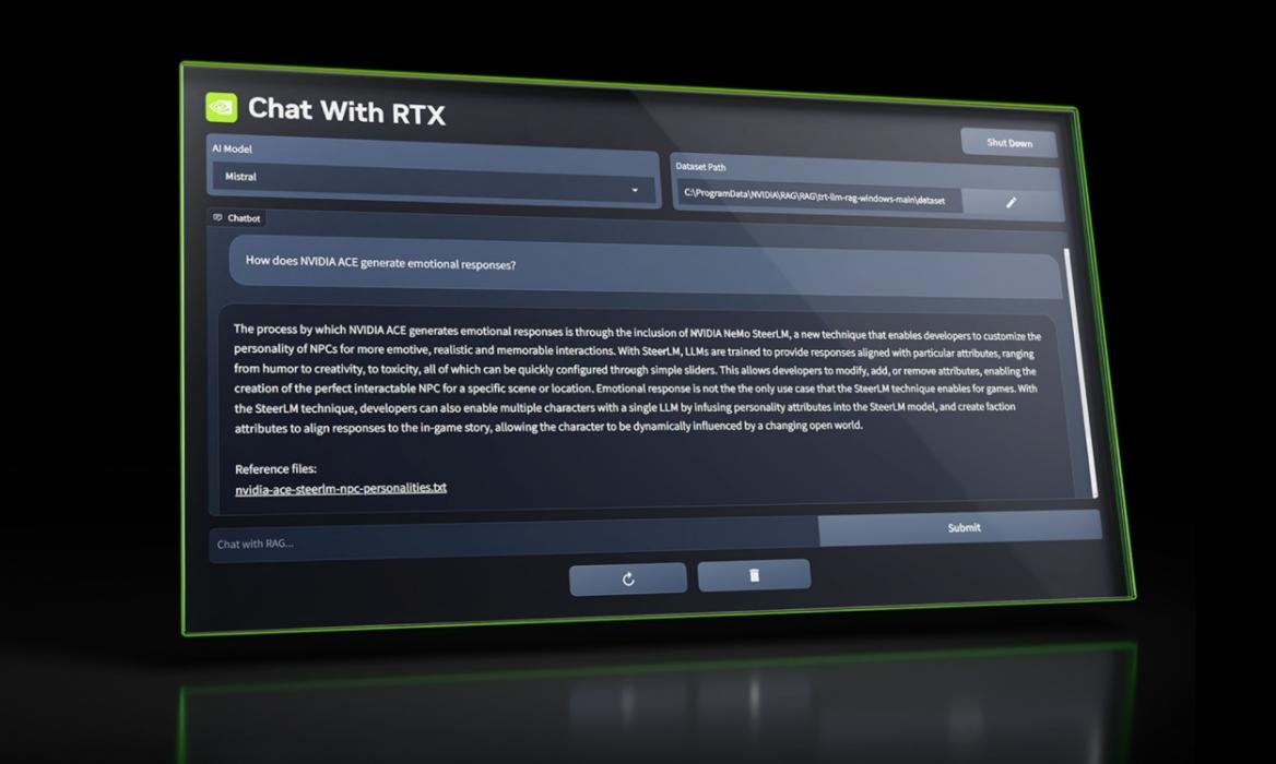 nvidia new AI chatbot Chat with RTX a Windows application that lets users run the AI chatbot locally on their PC